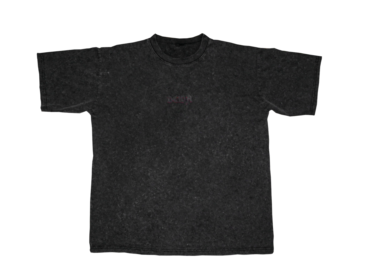 Black Acid Wash Graphic Ribbed Tee