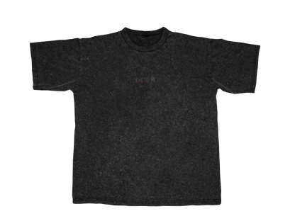 Black Acid Wash Graphic Ribbed Tee